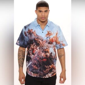 Renaissance Short Sleeve Woven Top - Multi Color